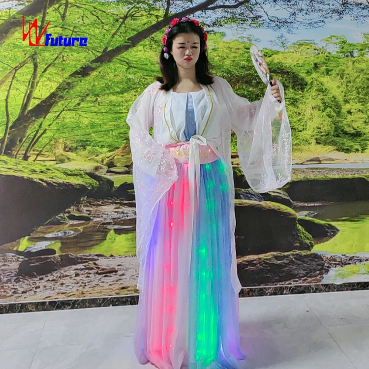 Традиционная китайская светодиодная старинная одежда Hanfu меняющая цвет светодиодный сказочный костюм для девочек танцевальные сценические комплекты