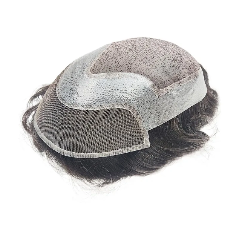 VER TOUPEE Men Toppers Ultra Thin Skin v-looped Mono With Swiss Lace Remy Human Hair Grey Human Hair Replacement Toupee For Men