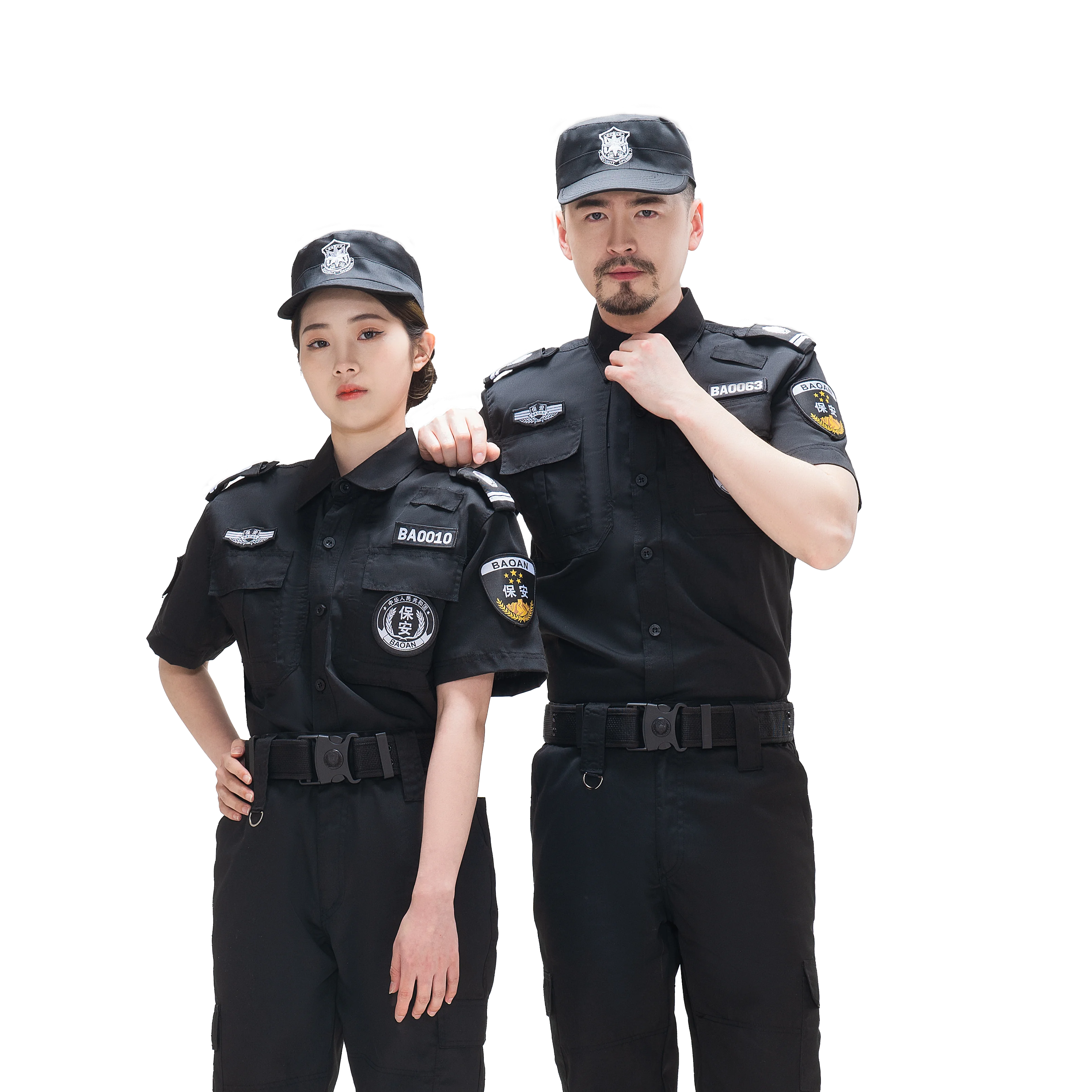 blue gray white bank national  airport tactical short sleeve polo shirt security guard uniform