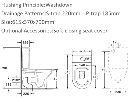 foshan sanitary ware two piece water closet s- trap from china manufacture AB-1223