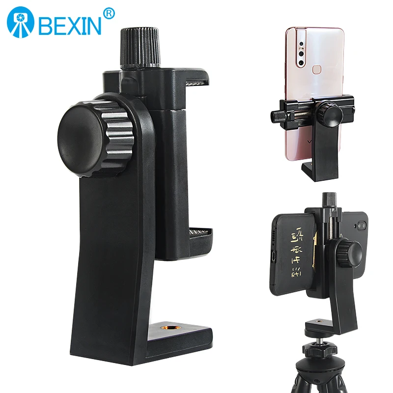Universal 1/4 Screw Hole Smartphone Clip 360 Degree Rotatable Phone Clip Holder for Tripod Monopod Selfie Stick
