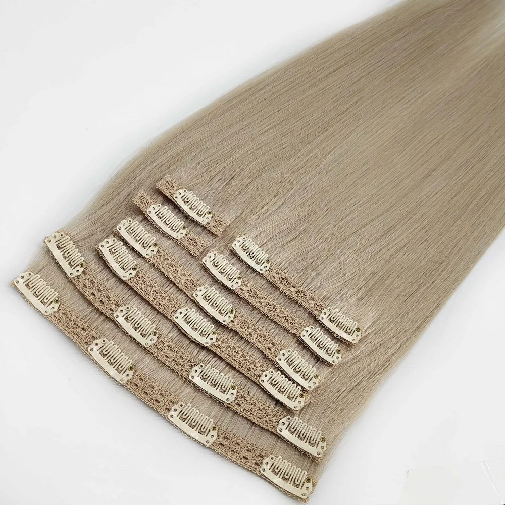 China Factory Wholesale Price Real Human Hair Double Drawn Clip In Hair Extensions With Cuticle