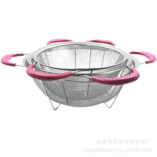 Fruit Vegetable Washing Draining Double Ears Stainless Steel Filter Kitchen Basket