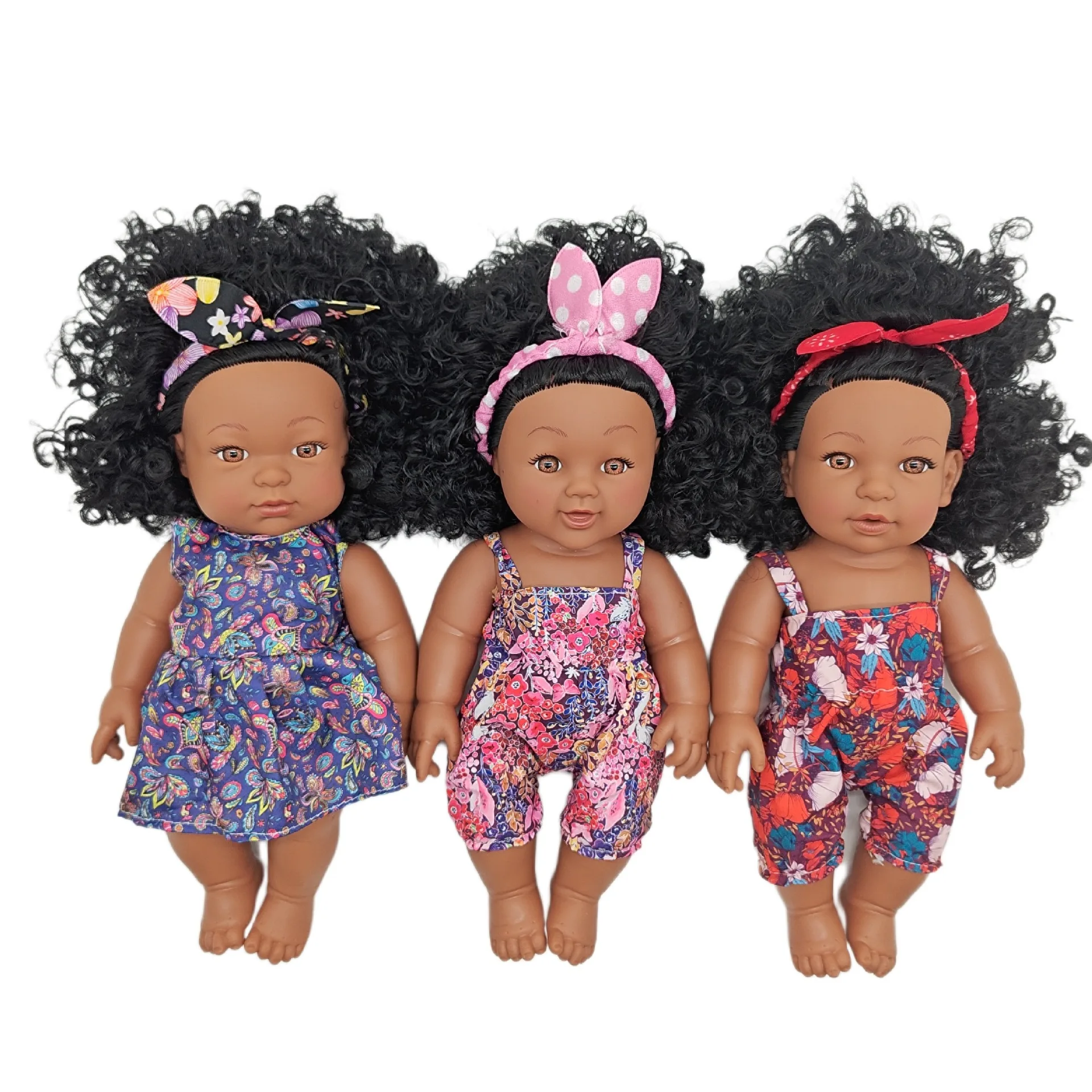 Wholesale Customized Factory Direct Black Baby Doll African 33cm Pretty Baby Girl Full Body Black Dolls With Afro Hair