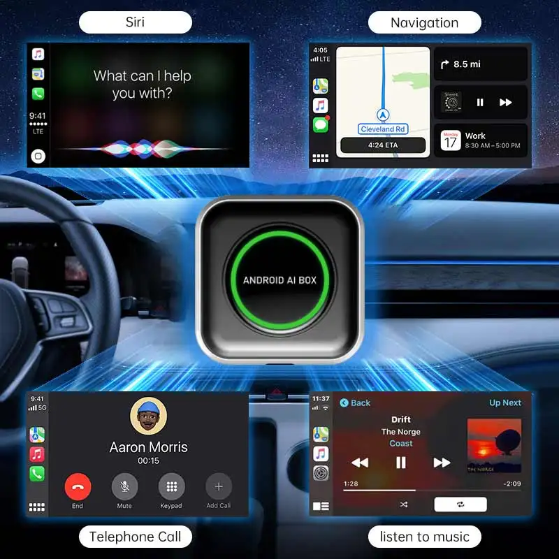Wireless Carplay&Android Auto Adapter fits Netflix/YouTube//Google App Store/Google Map,Ai Smart Box for OEM Wired CarPlay Cars