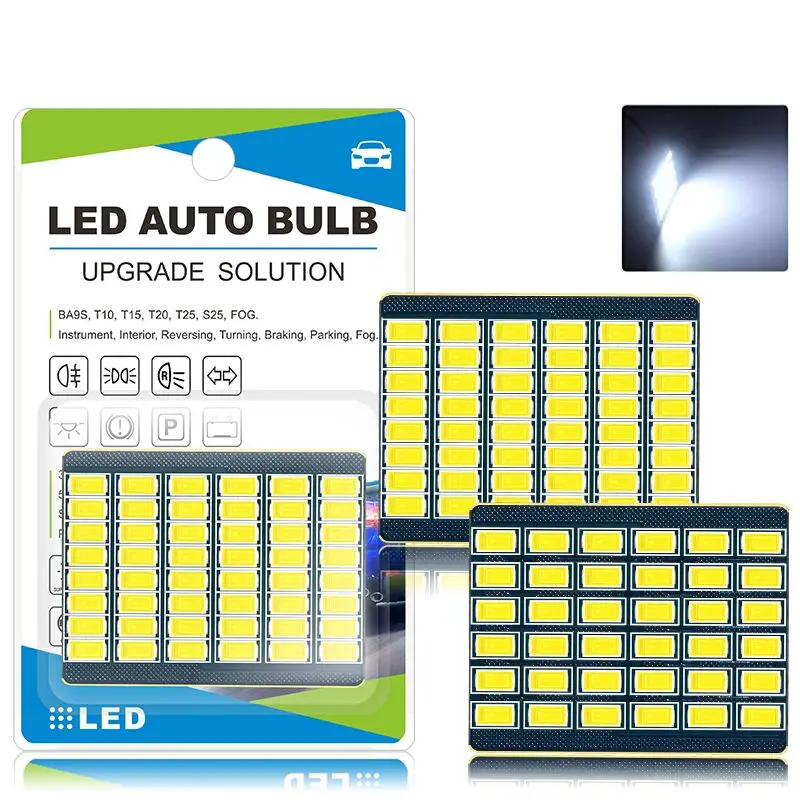 BULBTEK Car Panel Light SMD 5730 12V 24V White 6000K T10 W5W BA9S Reading Read Roof Dome Interior Festoon Auto PCB Car LED Bulb