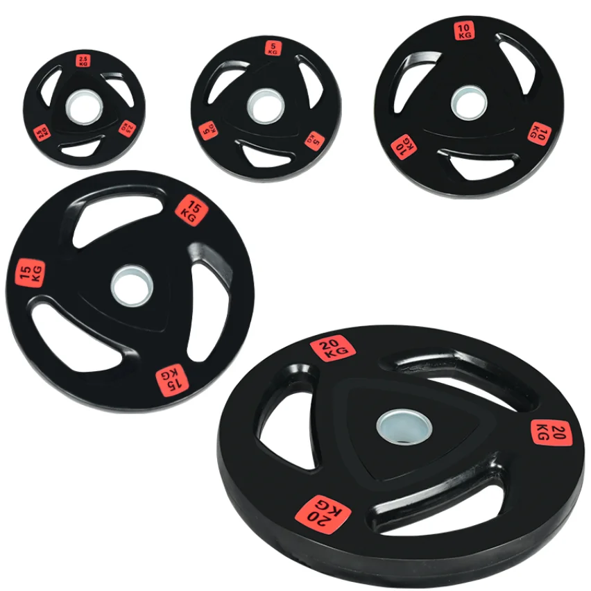 Rubber encased and cast iron discs Calibrated weight plates for barbell gym and home  fitness