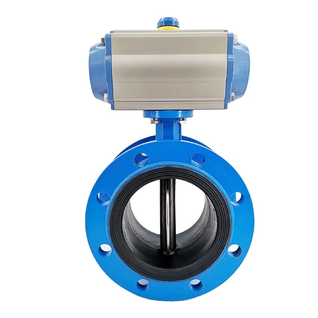 30years factory manufacture butterfly valves wcb double eccentric flange soft seal pneumatic butterfly valve