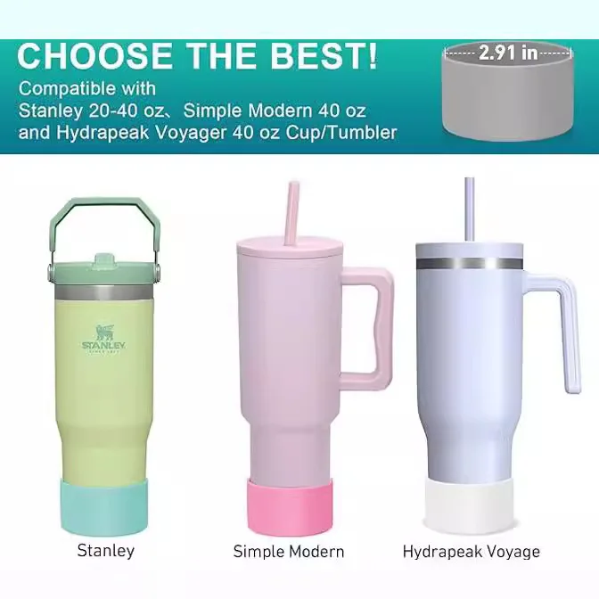 Silicone Boot Sleeve Protective Water Bottle Cup Bottom Bumper Cover for Stanley 12oz 24oz 40 oz 30 oz Tumbler