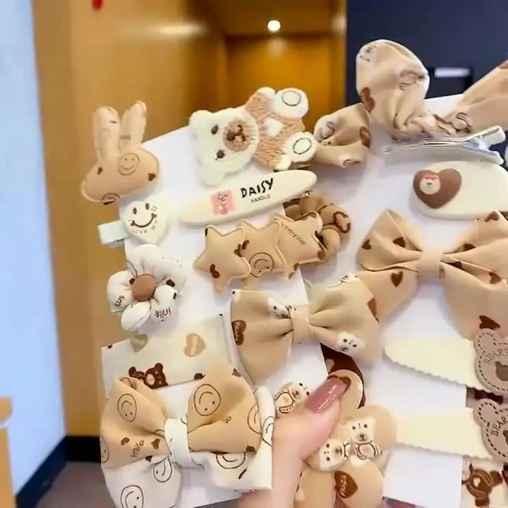 Оптовая цена! Корейская 10 шт. набор детская заколка для волос молочный чай цвет носовой зажим маленьких девочек;