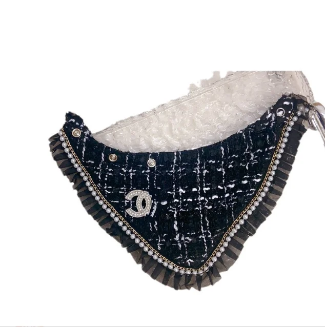 Custom Luxury Jacquard Fabric Dog Bandanas Wholesale_Designer Fashion Pet Dog Scarf Bandana Leather Collar For Pet Dogs