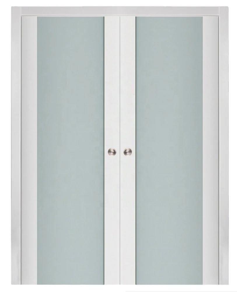 Hangzhou double swing door with white glass design for kitchen