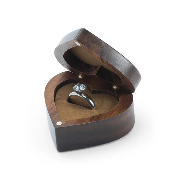 Wholesale Cheap Wooden heart-shaped ring box jewelry box