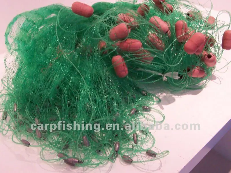 Nylon Fishing Gill Nets, with Floater and Sinker, Double Knots , Depthway,  Three Layers  Multifilament Drag Gill Fish Net
