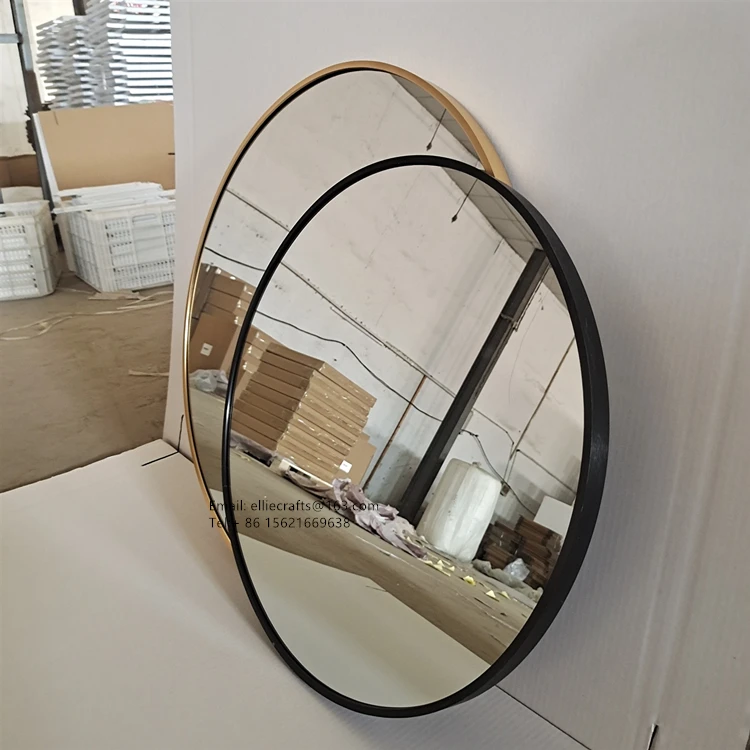 Golden Black Silver Metal Frame Round Hanging Mirror For Bathroom Makeup Mirror with Aluminum alloy SS frame