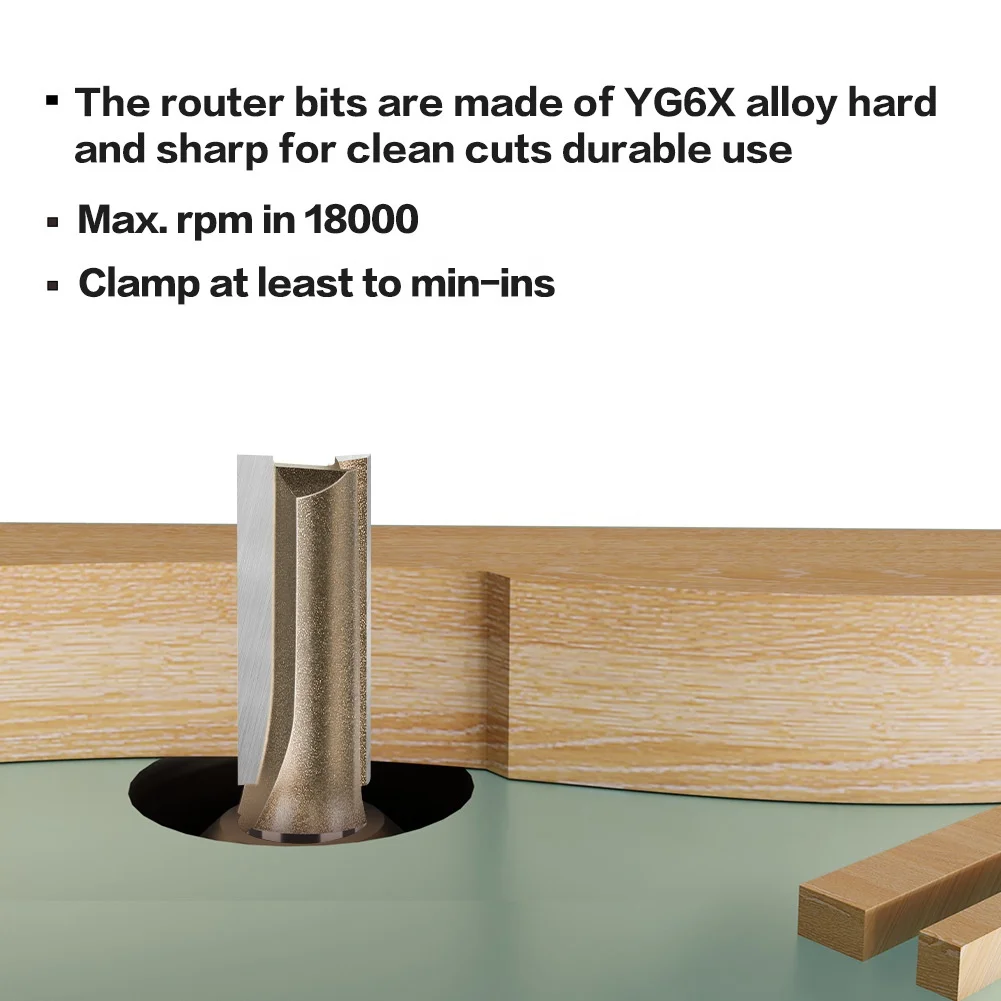 Tungsten steel Double Flute Hard Carbide Straight Cut Wood Router Bit Set for Create Groove dado or Hollow