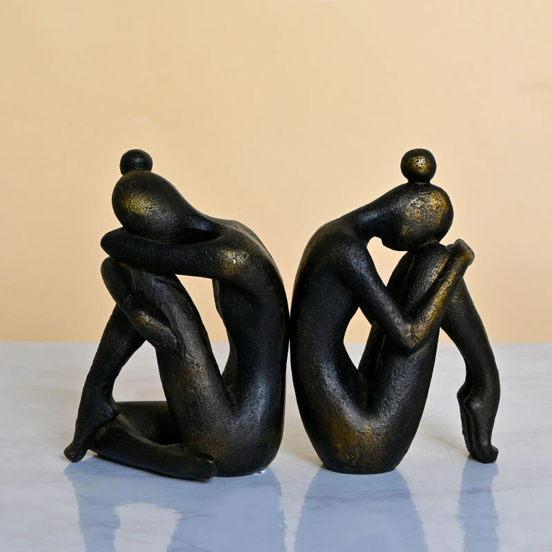 Bronzer Style Girl Yoga Pose Figure Sculpture Decoration Home Decor Art Decorative Resin Bookends