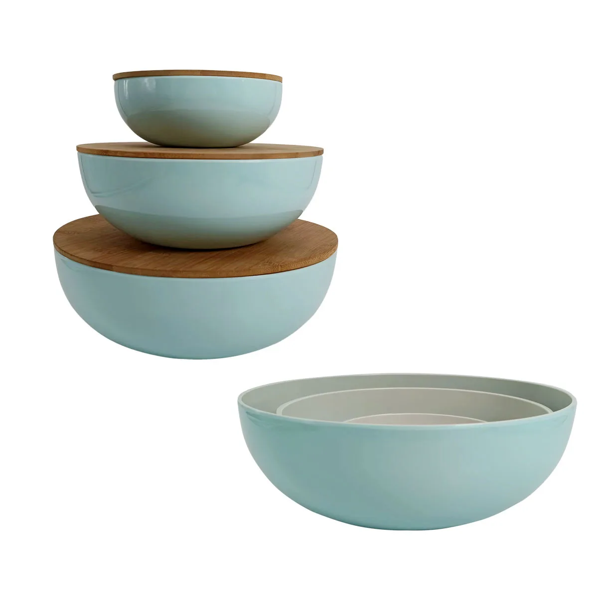 
Melamine mixing bowl with large capacity with a bamboo lid 