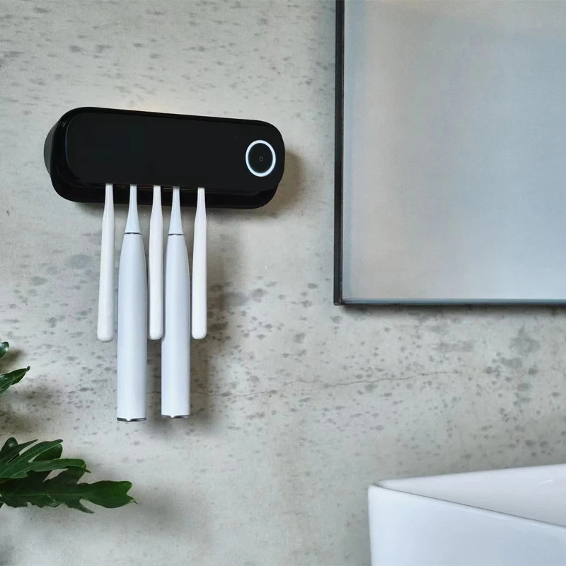 Newest Wall-mounted Toothbrush Holder time display Uv Toothbrush Sterilizer and real Dryer night light