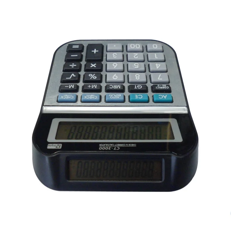Wholesale Office Gifts Double LCD Screen Display 12 Digit Desktop Check Calculator