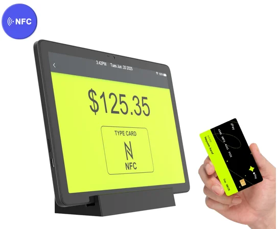 Wireless 10 inch tablet android nfc smart screens POE android pos cashier system touch screen ODM smart android tablet front NFC