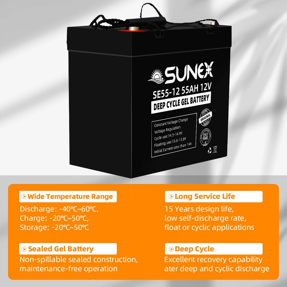 UAE Stock SUNEX 55Ah 12V Lead - Acid Battery Sealed Lead Acid Battery For Electric Bike