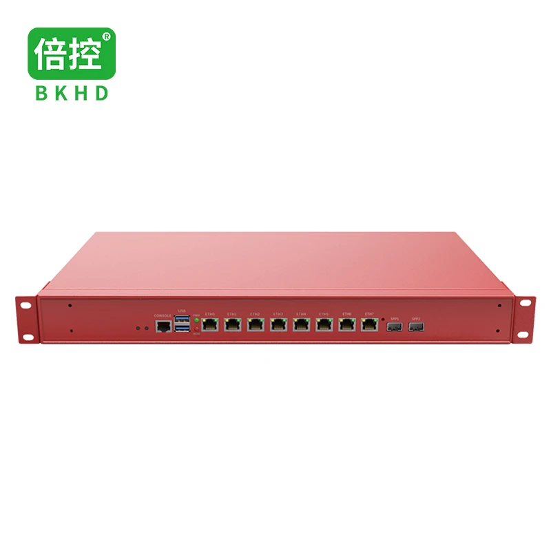 BKHD Rackmount Firewall 3rd Gen Core i3 i5 i7 with 8x1GbE Onboard 2x1G SFP Commercial Network Security Management 989 Red 8L2F