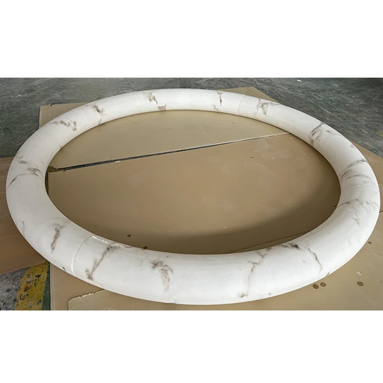 Translucent 8FT Big Customized Alabaster Donut Ring Interior Decor Artificial Onyx Ceiling Lamp