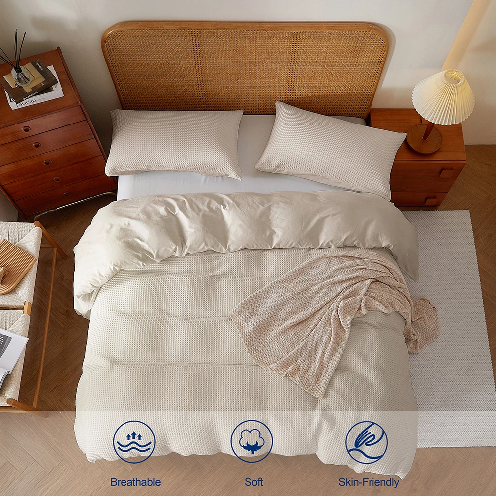 3Pieces High Quality Custom Quilt Luxury Bedding Sheet sets Waffe Duvet Cover and Pillow Shams case Designer Comforter Sets