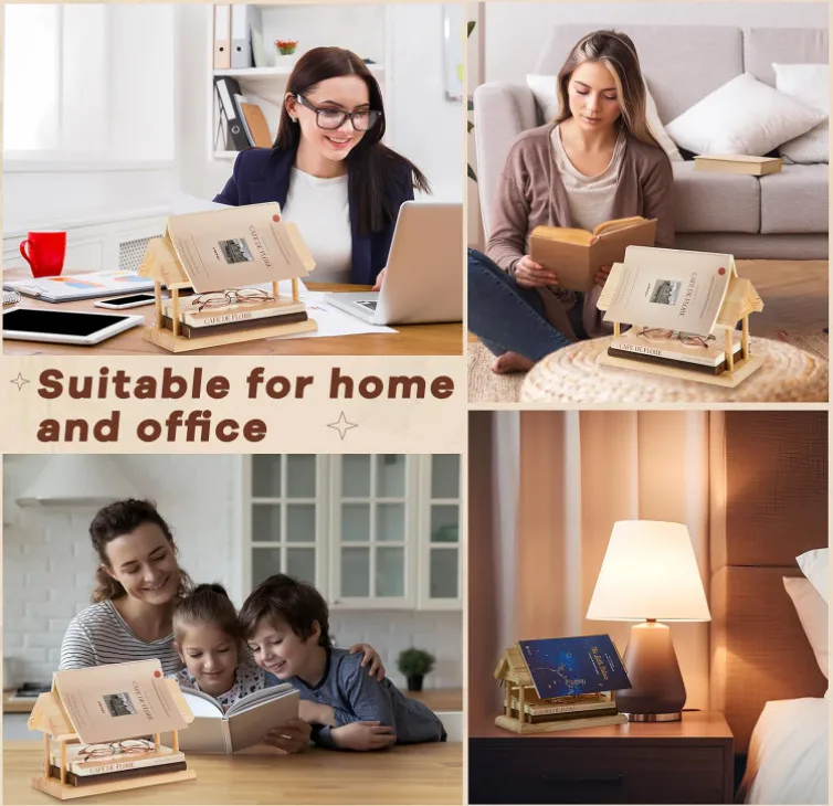 Stylish Wooden Book Stand Holder Reading Valet Bedroom Office Reading Rest Accessories Wood Book Holder