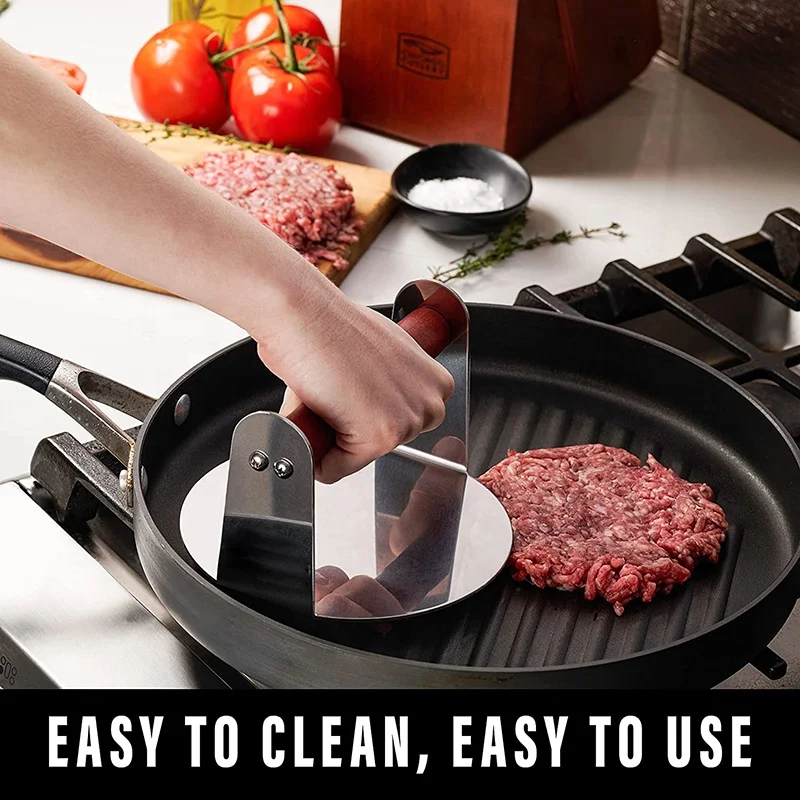 Factory Price BBQ Griddle Bacon Grill Press Meat Beef Burger Smasher Hamburger Patty Maker Stainless Steel Burger Press