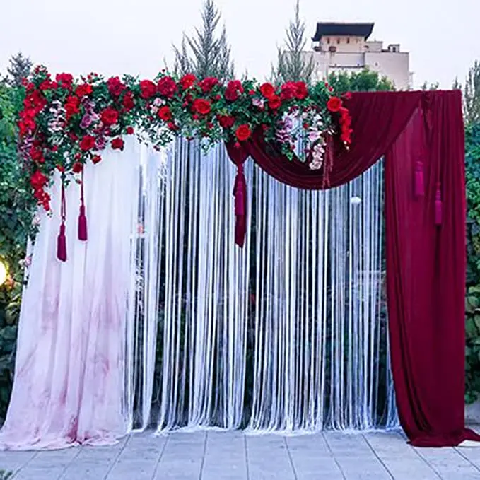 5ft x 7ft Customized Size Parties Wrinkle Free Photo Backdrop Drapes Fabric Birthday RED Ceremony curtain for wedding decoration