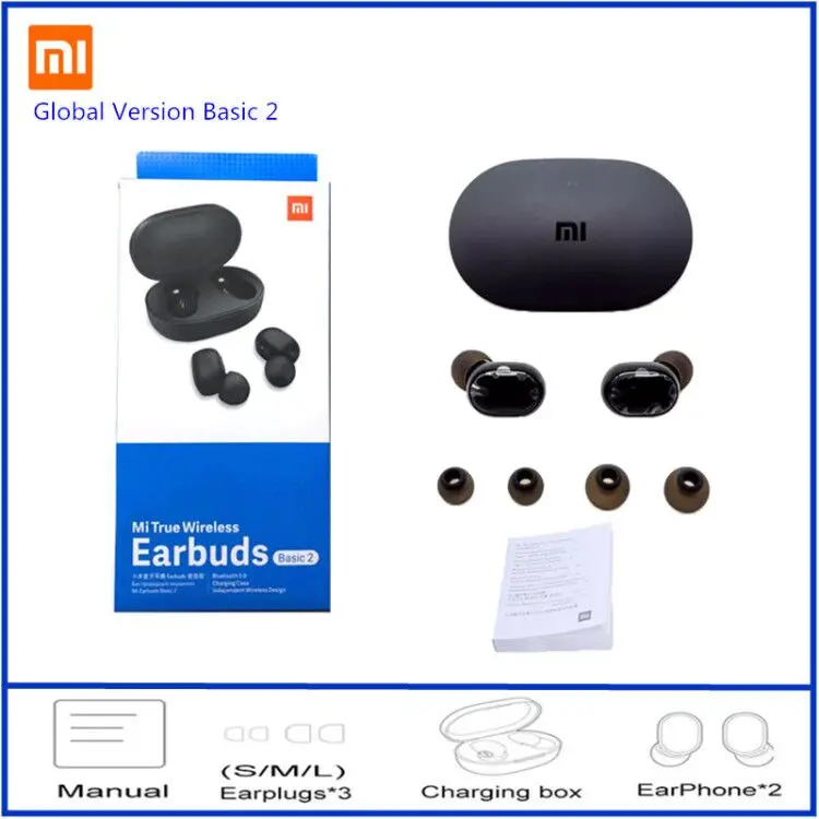 Airdots 2 глобальная версия Xiao mi наушники базовые беспроводные Спортивные Bluetooth для Mi Red Наушники