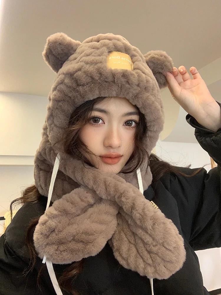 ChanBol Buy Online Hat scarf Thickening keeping warm trapper hats with custom logo beanie winter hats for women