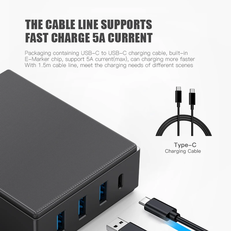 
WST New arrival 45w fast charging smart mobile phone 4 port USB desktop charger for tablet 