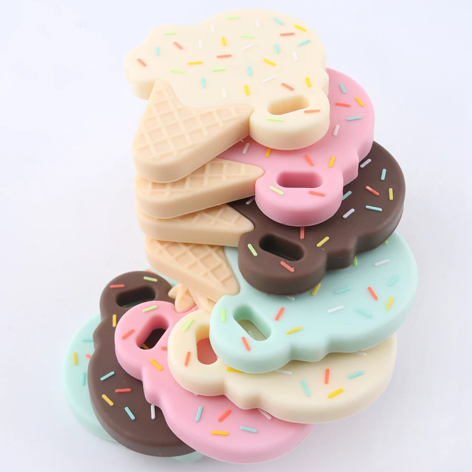 Силиконовый Прорезыватель для зубов, мягкая игрушка для мороженого, не содержит BPA, нетоксичный, 100% натуральный каучук