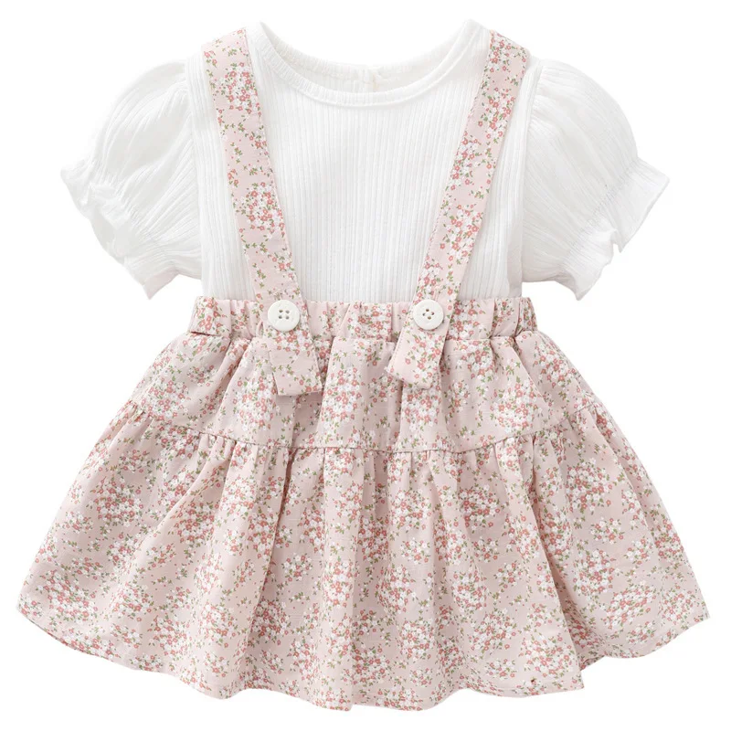 Infant baby wear toddler girl baby clothing two-piece package fart skirt small floral Korean version fragrant princess skirt