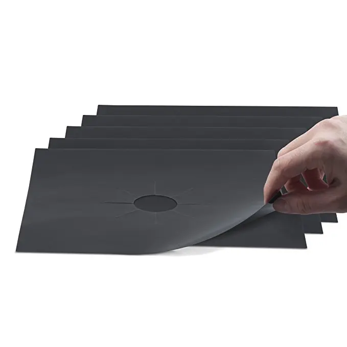 Stove Burner Covers Gas Stove Protectors Black 0.2mm Double Thickness, Reusable, Non-Stick, Fast Clean Liners for Kitchen Cook