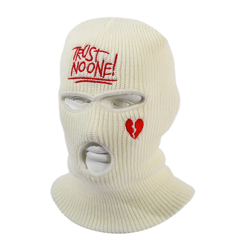Newest Custom Embroidery Pure Color Knit Motorcycle Men Balaclava Bandit Hats Three Holes CS Windproof Acrylic Ski Mask