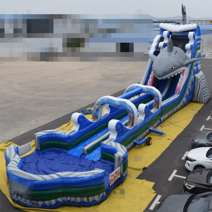 Новый дизайн большая белая надувная водная горка с бассейном Детская наружная