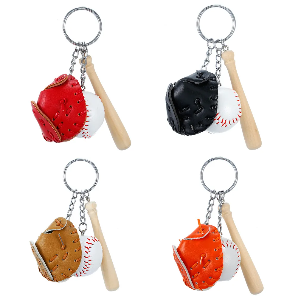 Cartoon Car Keychain Wooden Sports Baseball Keyring Ball Mini softball baseball Keychain