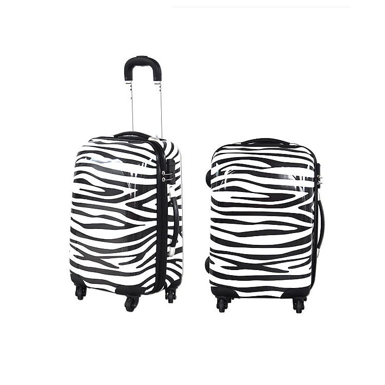 Черно-белый женский чемодан с принтом зебры