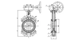  Bundor DN50-1200 150LB worm gear operated wafer type soft seal butterfly valve price