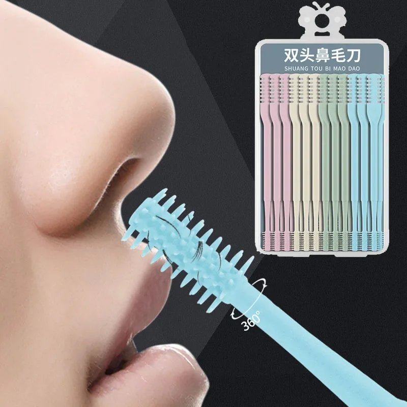 2 in 1 Ear Nose Hair Knife 360 Degree Rotation Shaving Double Sided Comb Nostril Cleaner Portable Nasal Hair Trimmer