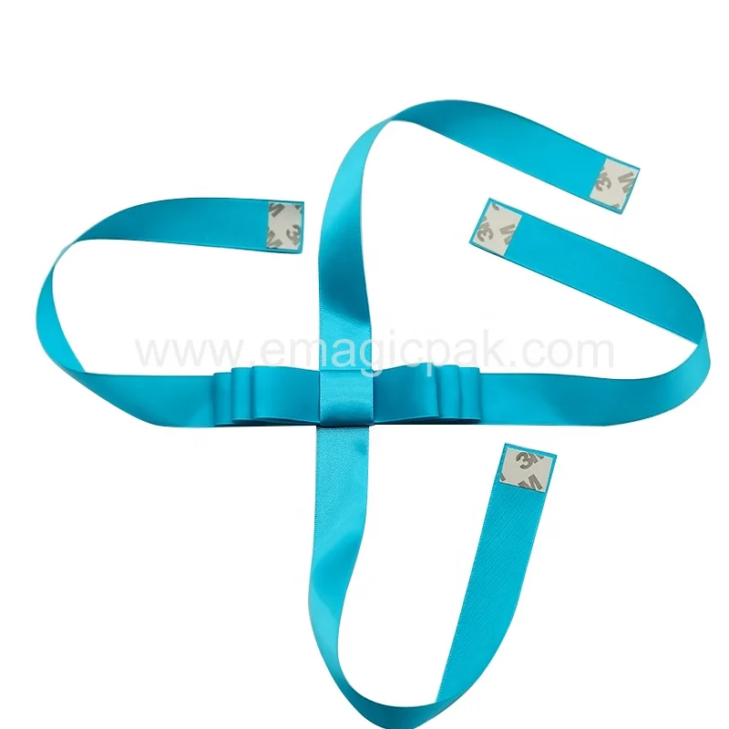 E-Magic  Source manufacturer Handmade three layer Satin Ribbon packing bow with self adhesive for gift box decoration