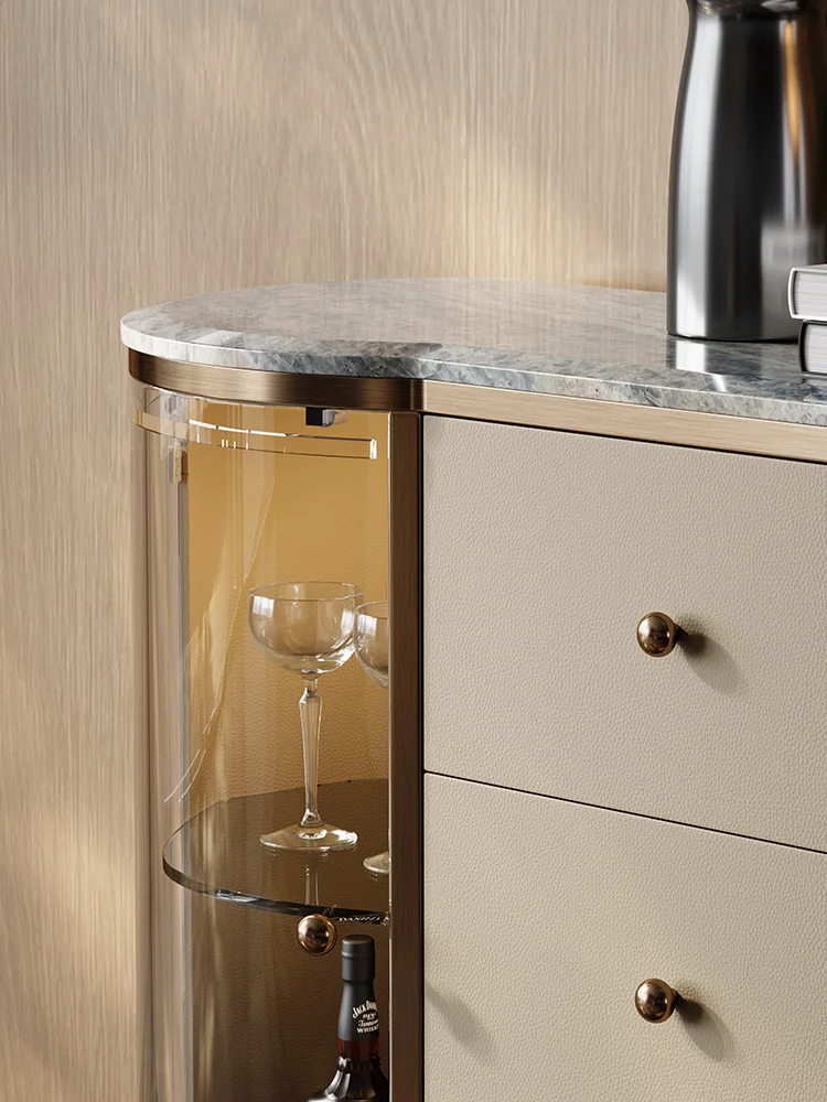 Italian sideboard designer new villa home modern light luxury console tables marble wall wine cabinet