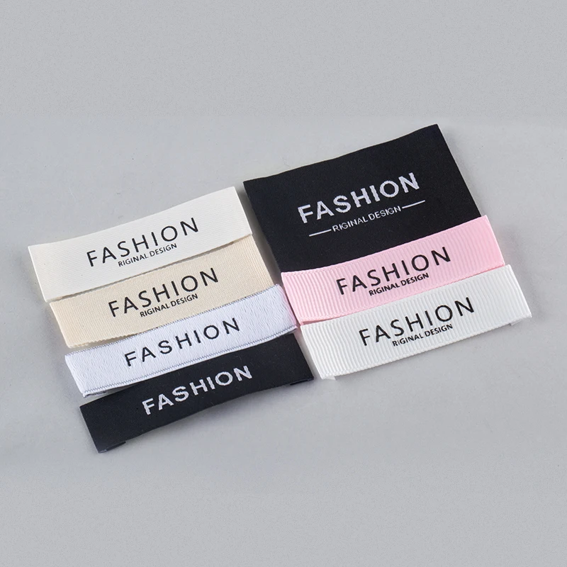 Ins Style Simple Design Cotton Fabric Woven Garment neck label Printed Name Labels For Clothing