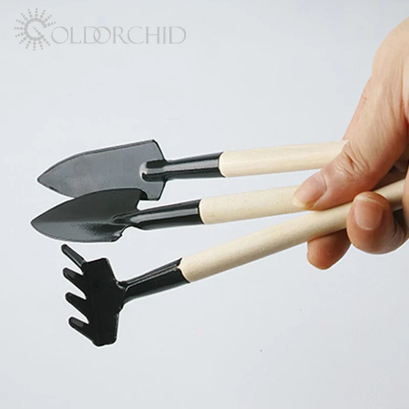 custom kids garden tools kit set wooden handle 3pcs hot children play garden set tool toys ShoveL Trowel Broom Rake