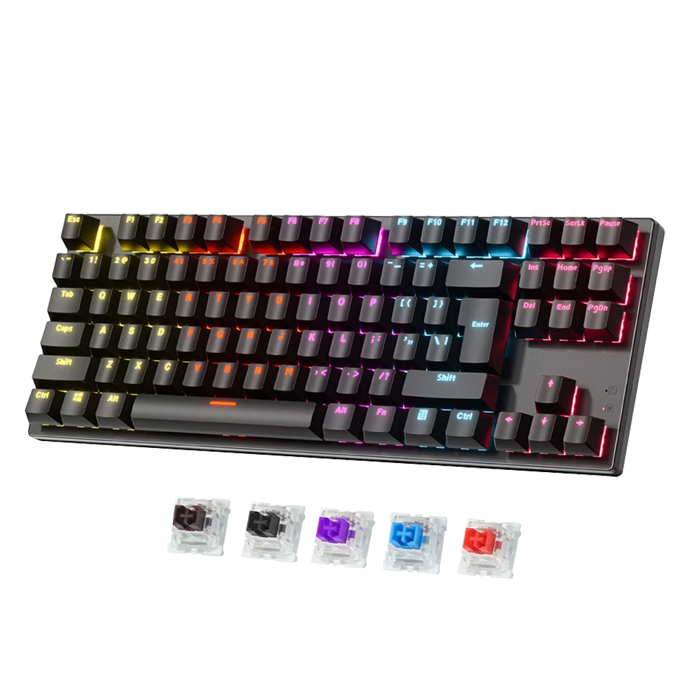 SAMA OEM Metal Compact TKL ISO Layout Tenkeyless Spanish Russian Backlit Wired Clavier Gaming Mechanical Keyboard For Desktop