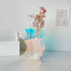 New Colorful Acrylic Flower Vase For Wedding Centerpieces Home Decorations Arch Shape Vase Modern Design